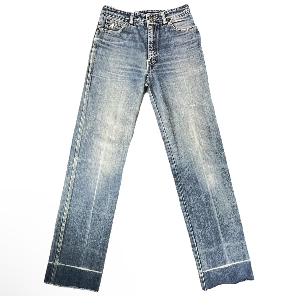 Sergio Valente High-Rise Straight-Leg Jeans Vintage Y2K Distressed Raw Hem